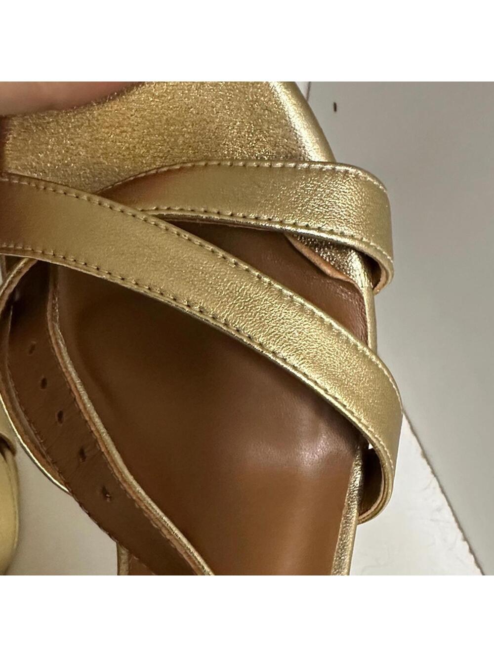 Margaux Metallic Gold Block-Heel Ankle-Strap Sandals - Picture 4 of 5